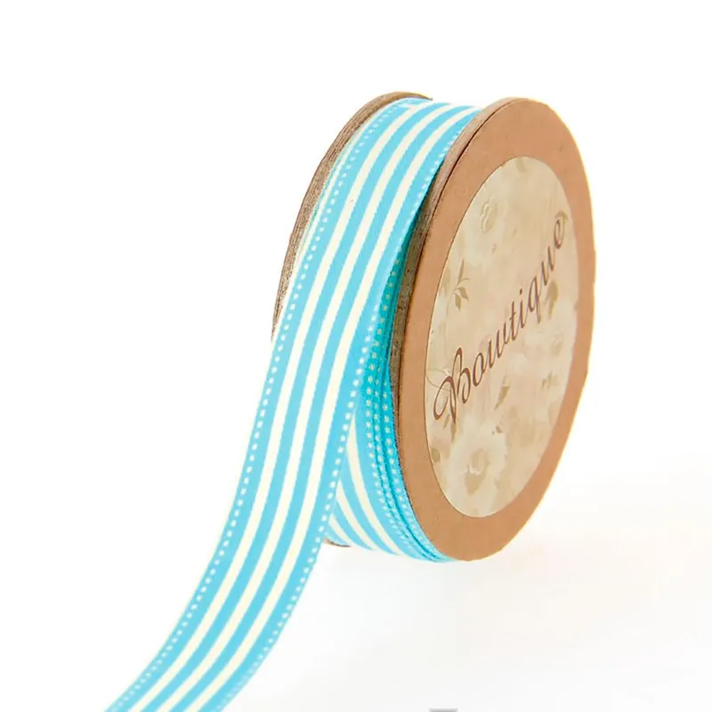 Nastro di cotone su una bobina Bowtique Nastro di cotone stampato a strisce blu/bianco - 15 mm x 5 m - Consegna rapida