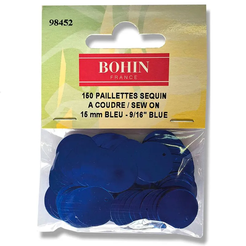 Perline e paillettes Bohin Paillettes sequin 15 mm - Blu - Grande affare
