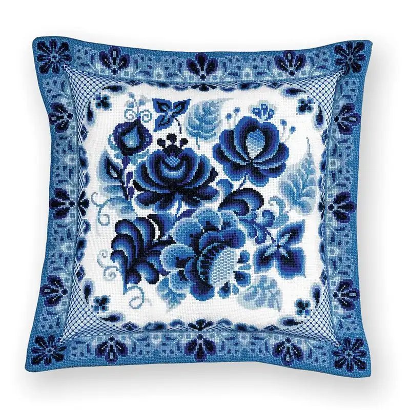 Offerta - Kit cuscino da ricamo Riolis Cuscino fiori blu