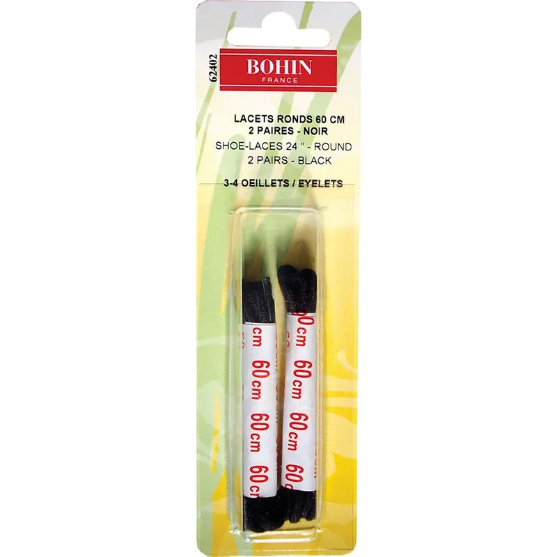 Cavi e Cordonieri Bohin Lacci rotondi neri 60 cm - Promozione speciale