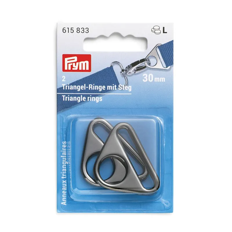 Accessorio per la borsa Prym Anelli triangolari colore argento scuro - 30 mm - Tra i più amati