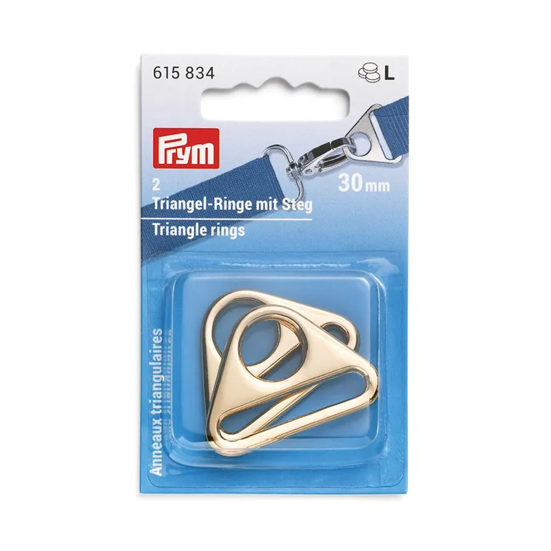 In pronta consegna - Accessorio per la borsa Prym Anelli triangolari color oro - 30 mm