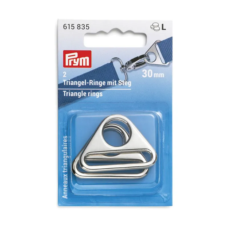 Accessorio per la borsa Prym Anelli triangolari colore argento - 30 mm - Pronto per la spedizione
