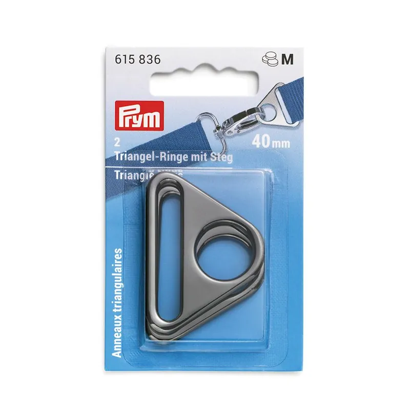 Accessorio per la borsa Prym Anelli triangolari colore argento scuro - 40 mm | Ordinabile