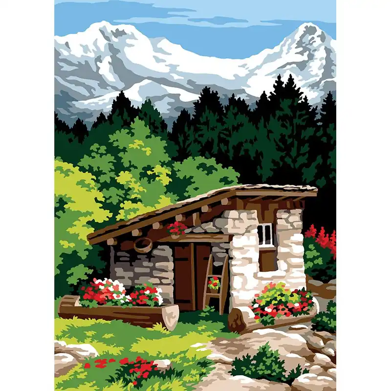 Offerta del giorno | Canovaccio antico SEG de Paris Il piccolo chalet - con matassine MOULINE DMC