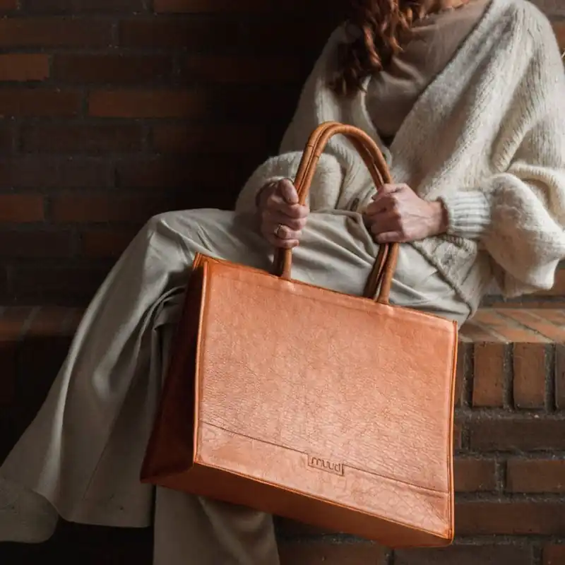 Offerta del giorno | Custodia in pelle a maglia Muud Borsa shopper Bina XL - Whisky
