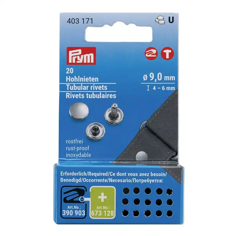 Occhielli e rivetti Prym Rivetti tubolari in ottone inossidabile - 9,0 mm | Reso semplice