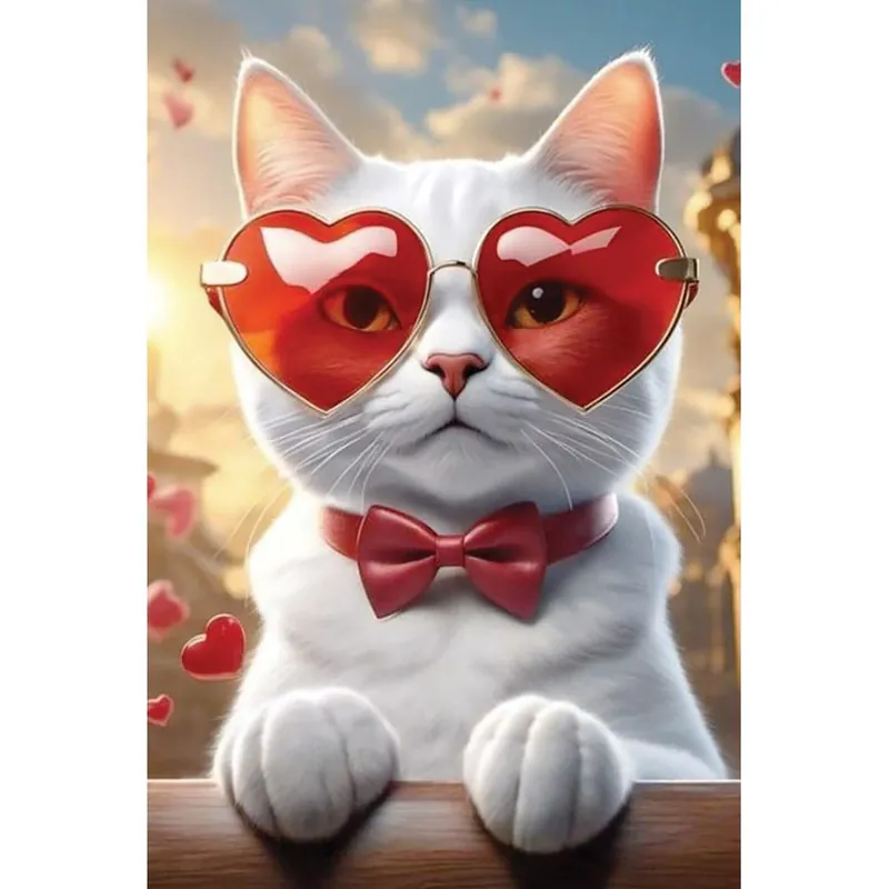Kit ricamo diamante Wizardi Gatto romantico - Grande affare