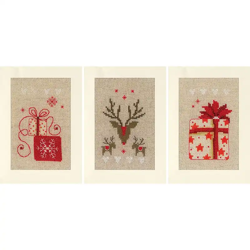 Ordinabile online - Kit bigliettini da ricamare Vervaco 3 biglietti d‘auguri - Natale