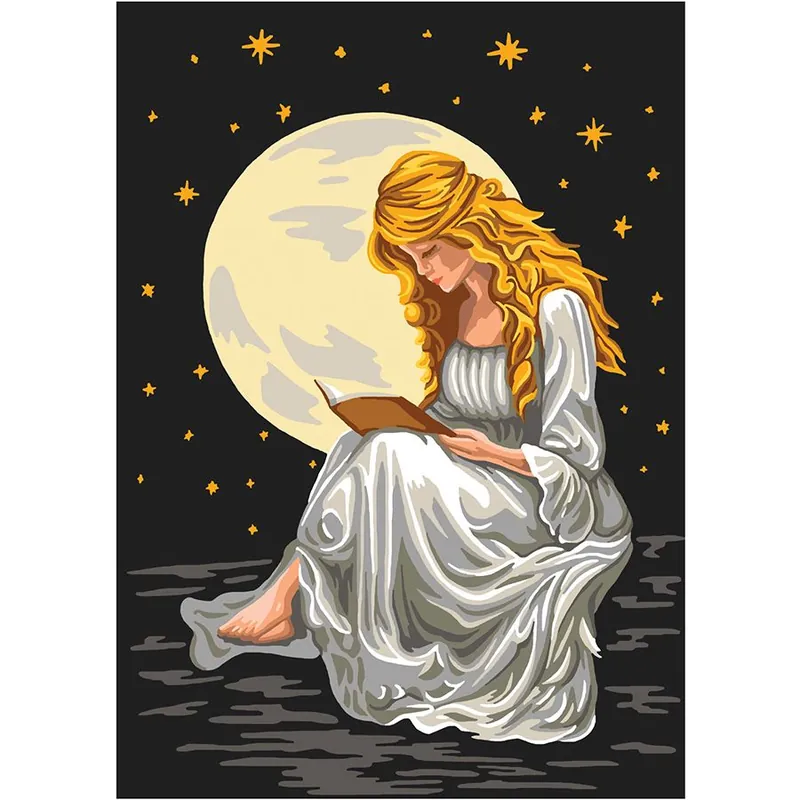 Canovaccio antico Gobelin. L Lettura al chiaro di luna - con matassine MOULINE DMC - Ordina online