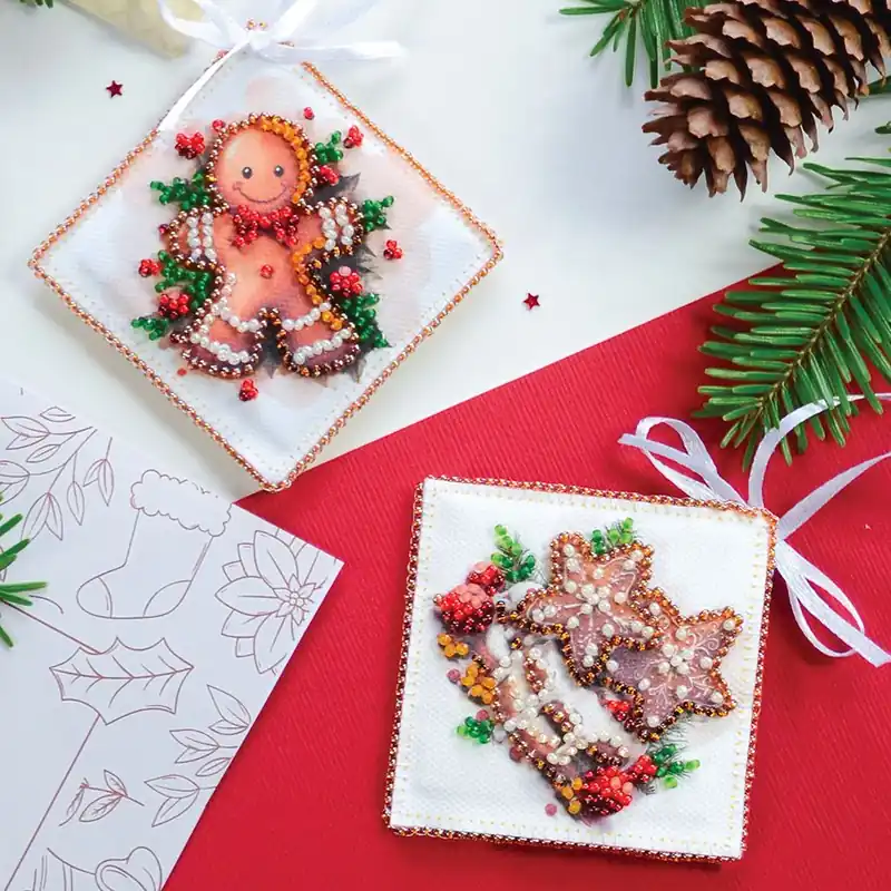 Disponibile | Kit decorativo da ricamare con perline Abris Art Pasticceria natalizia