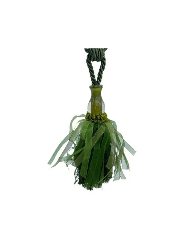 Embrasse cordone fermatenda pomello plastica trasparente nastro organza lungo 63 cm diametro 13 cm | Fine serie