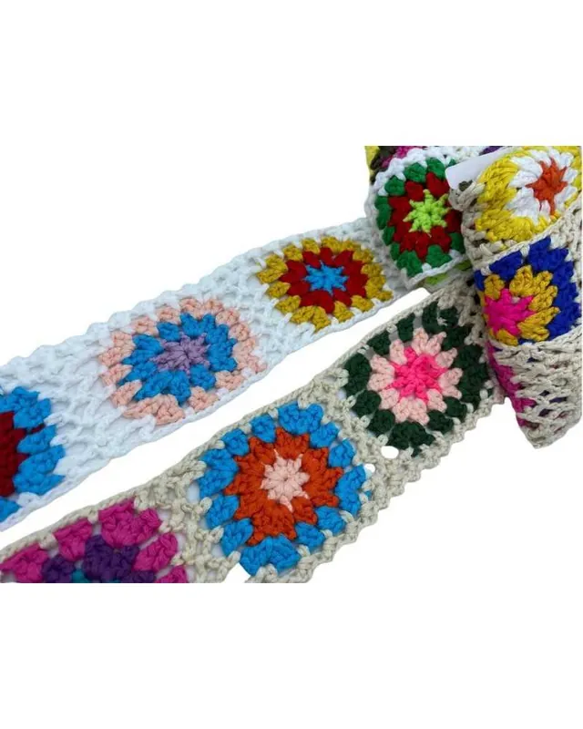 50 Cm Passamaneria Bordo Uncinetto Cotone Tramezzo 6 Mattonelle Multicolor Alto 6 Cm - Alta qualità