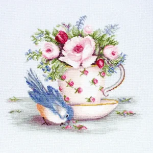 Direttamente dal produttore - Kit punto croce Luca-S - B2324, Uccello nella tazza da tè