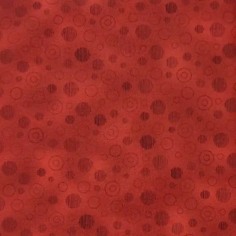 Ultime disponibilità | Quilers Basics Style, Tessuto rosso sfumato con cerchi scuri