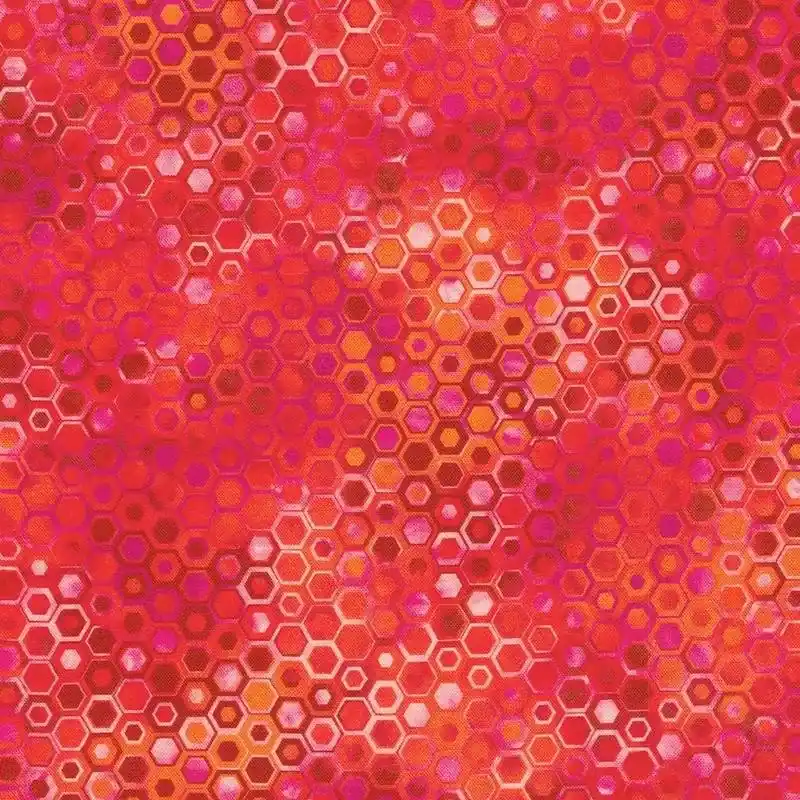 Phantasma Ruby, tessuto rosso Rubino con esagoni - Robert Kaufman | Promozione