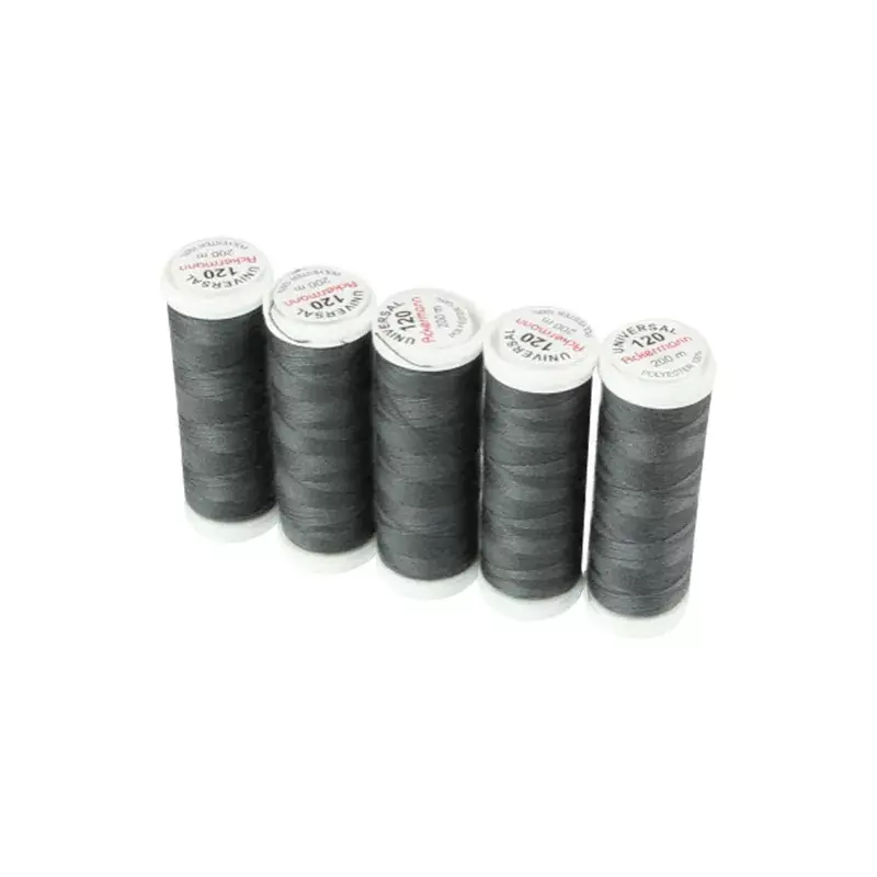 Fino a esaurimento scorte - Set di 5 filati per cucire da 200m, Grigio Scuro 0847 - Ackermann Universal 120