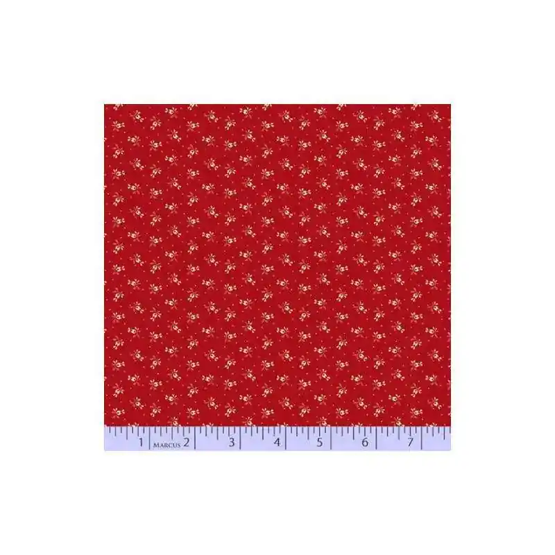 Quantità limitata | Marcus Fabrics, Little Companion Shirtings collection- Tessuto Rosso con piccoli fiori chiari