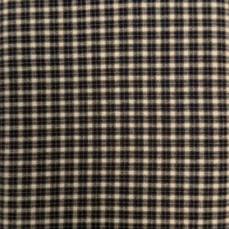Pochi pezzi rimasti | Tessuto Giapponese Tinto in Filo, Quadrettato Blu e Marrone su fondo beige
