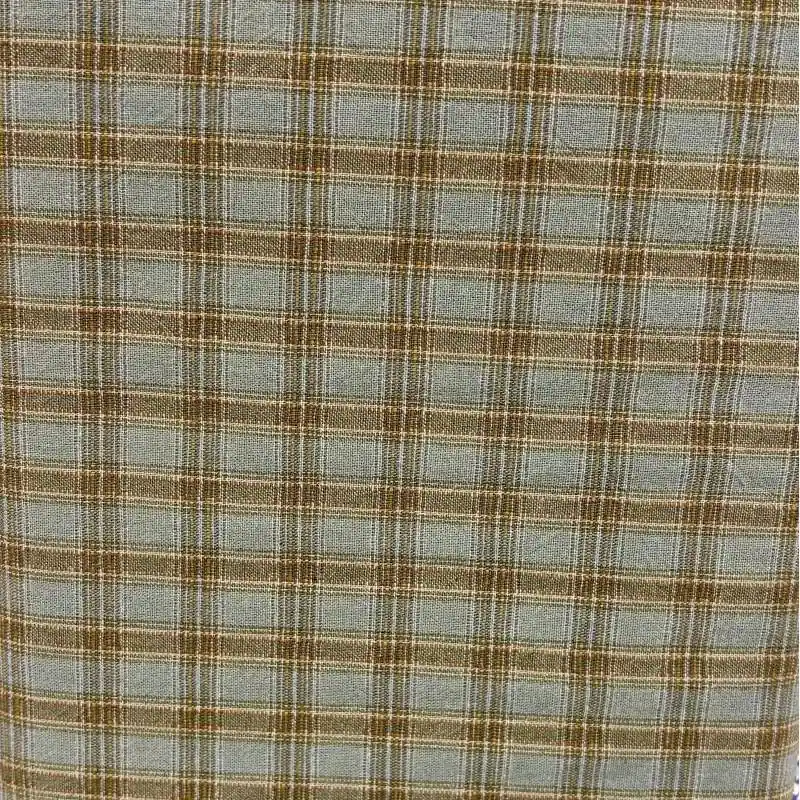 Prezzo conveniente - Kinkame, European Taupe, Aqua, Tessuto Tinto in Filo Verde Azzurro con quadrettatura Marrone