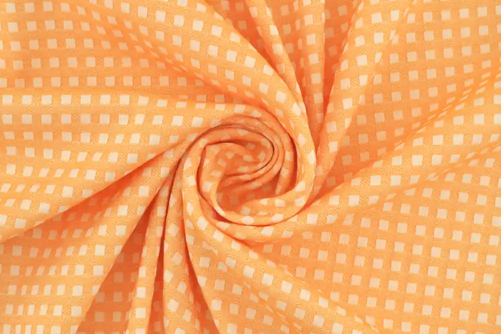 Jacquard stretch arancione quadro a quadri | Direttamente dalla fabbrica