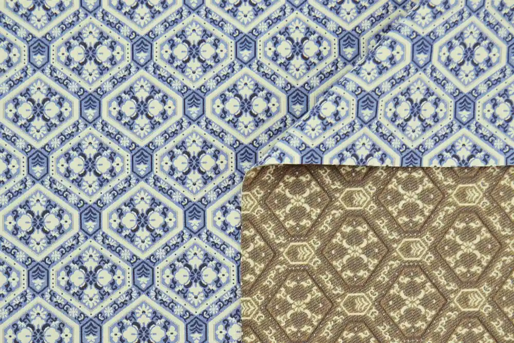 Prezzo di fabbrica | Jacquard geometrico con fiori azzurro bianco