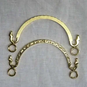 Manici per borsetta in metallo dorato , 2 pezzi cm 14 x 7,5 | Top vendite