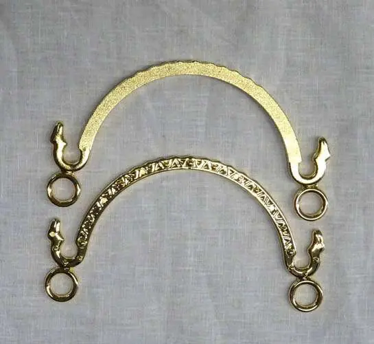 Manici per borsetta in metallo dorato , 2 pezzi cm 14 x 7,5 | Top vendite