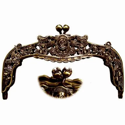 Chiusura per borsetta rosellina cm 16,5 oro brunito - Ordinabile
