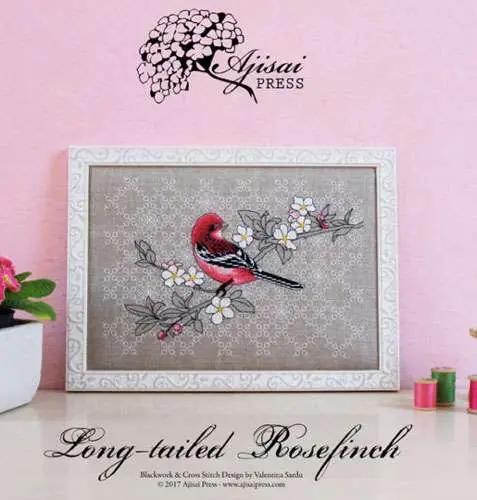Long-tailed rosefinch, aijsai designs | Spedizione immediata