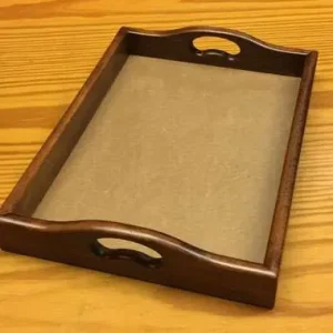 Molto apprezzato | Vassoio arte povera rettangolare con 2 maniglie e 2 vellutini bordeaux, cm 37,5 x 28, vetro cm 24,5 x 34
