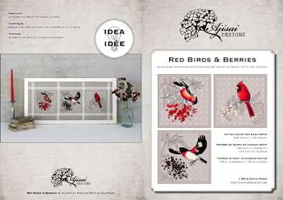 Promozione - Schema blackwork red birds and berries aijsai designs