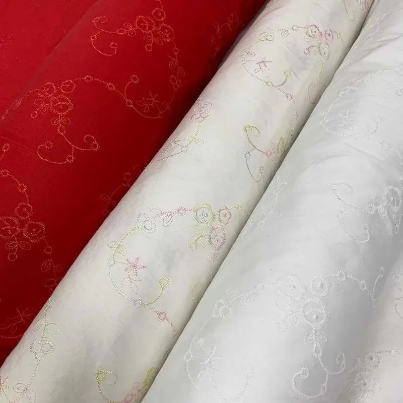 Tessuto Gabardine Cotone Ricamato 50 Cm Fiori Rami | Qualità superiore