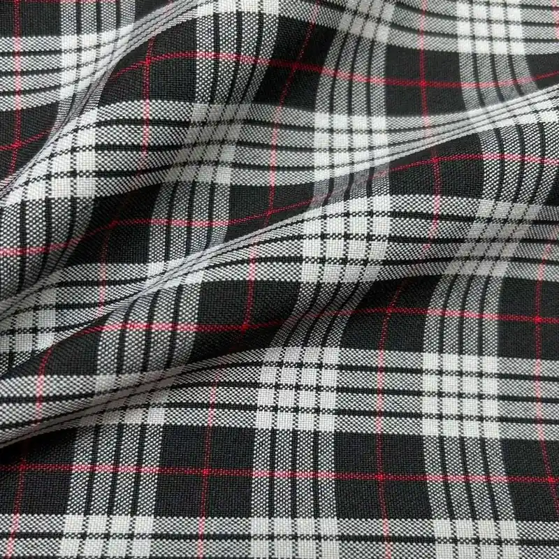 Tessuto Comfort Scozzese Bianco Nero Rosso 50 Cm | Outlet