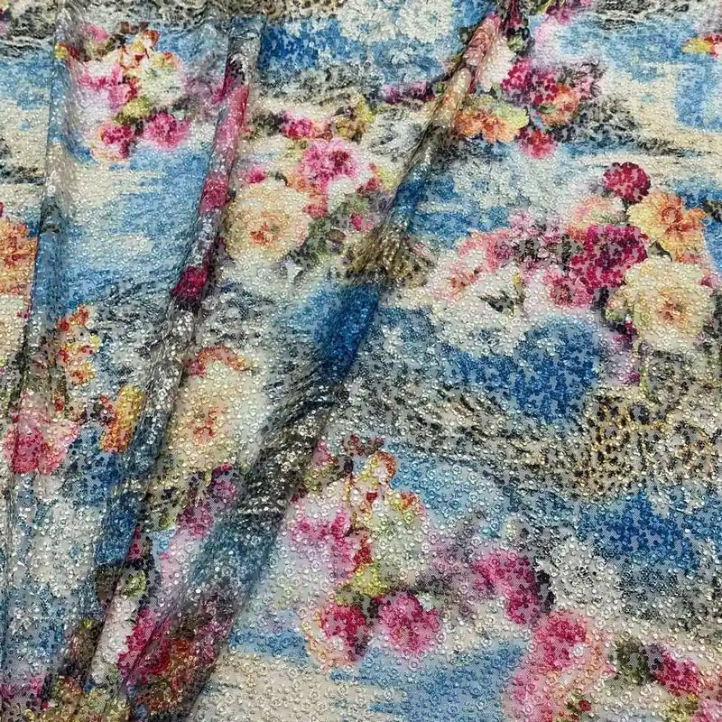 Risparmio extra - Tessuto Tulle Ricamato Spring 110x125 Cm
