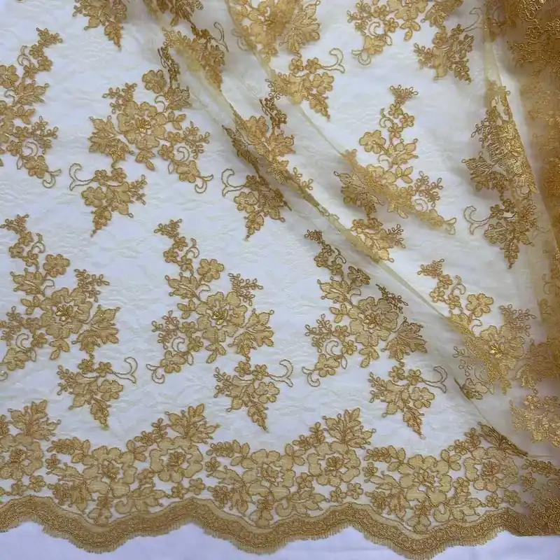 Tessuto Tulle Ricamato Giada Giallo 50 Cm - Acquisto sicuro
