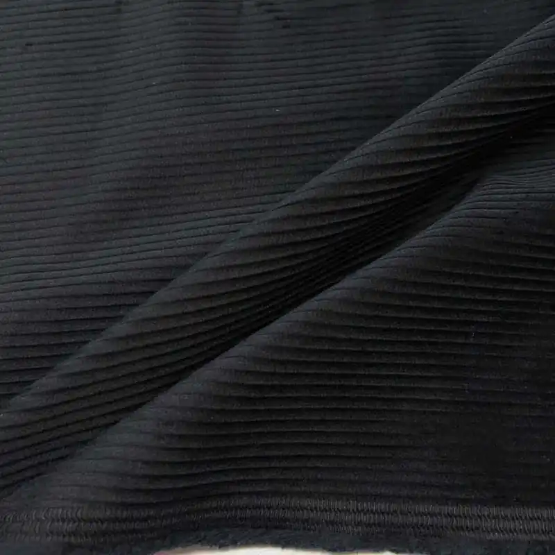 Tessuto Velluto Cotone Rigato Elastico Blu Notte 50 Cm - Liquidazione