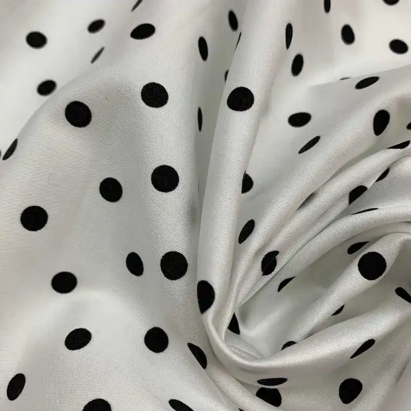 Tessuto Cotone Rasatello Bianco Pois Nero 50 Cm | Novità nello shop