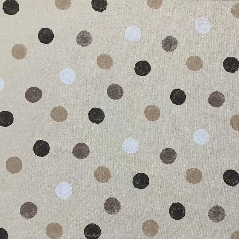 Outlet - Tessuto Panama Shabby Pois Marrone 50 Cm