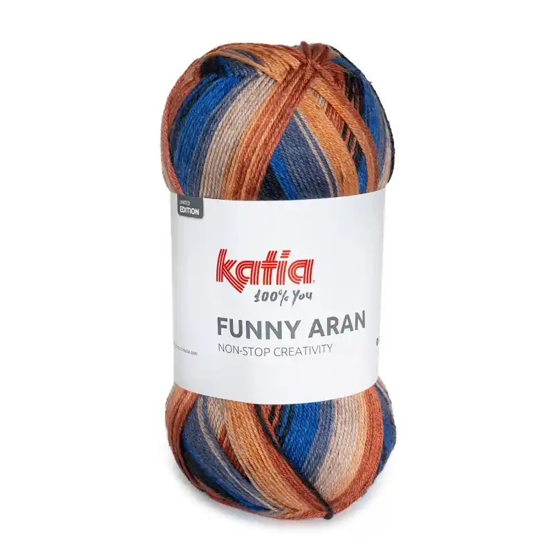 Filato funny aran Blu-Jeans-Arancione | Buon prezzo