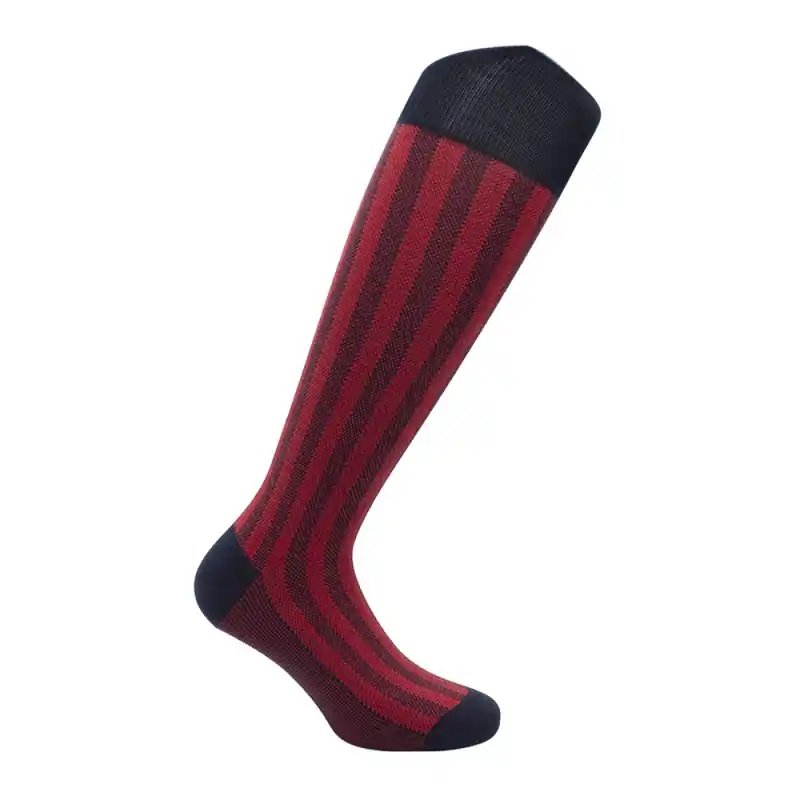Offerta in scadenza - Calza lunga fantasia jacquard righe verticali rosso