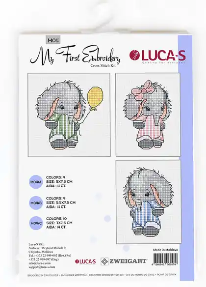 My First Embroidery - Baby Elephants - Scorte limitate