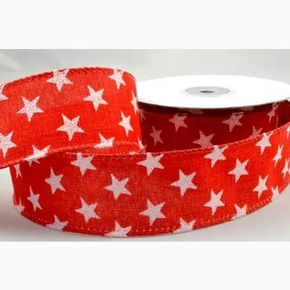 Nastro 25mm - Christmas Stars - Rosso - Prezzo imbattibile