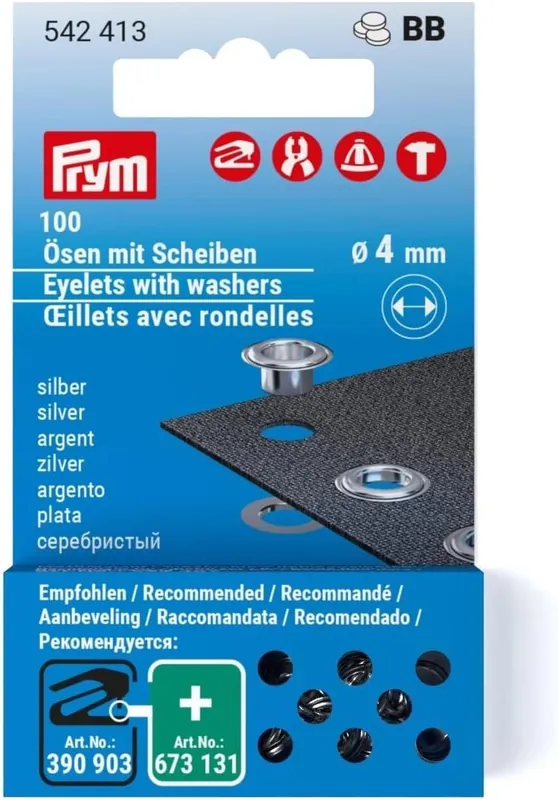 Qualità premium | Ricambio occhielli con rondelle 4 mm argento - Prym