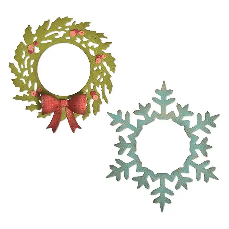 Quantità limitata - Fustella Sizzix Thinlits "Ghirlanda e fiocco di neve" - 664210