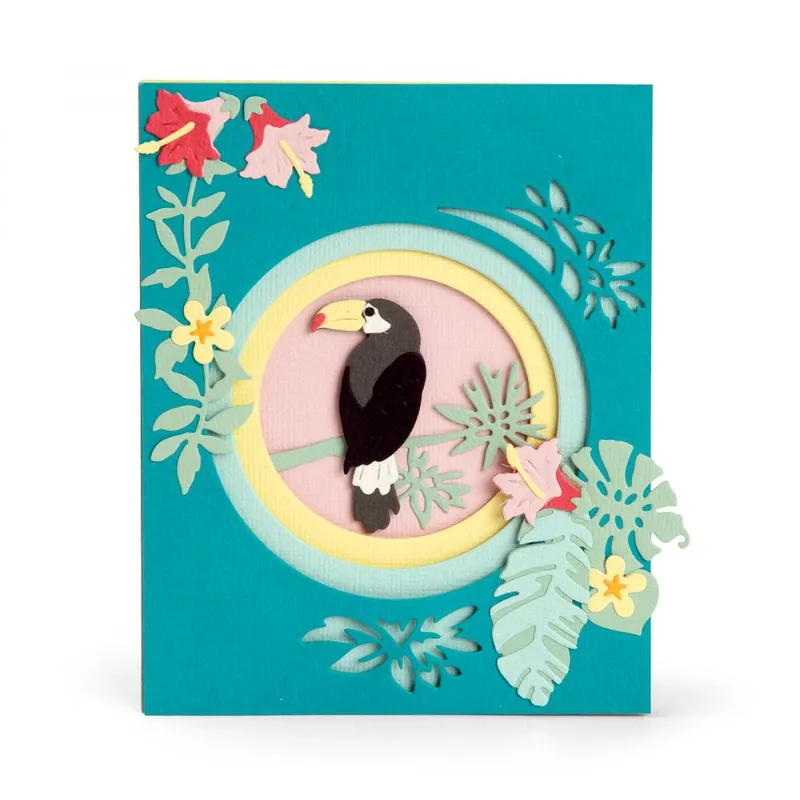 Offerta limitata - Fustella Sizzix Thinlits "Shadow box giungla" - 663595