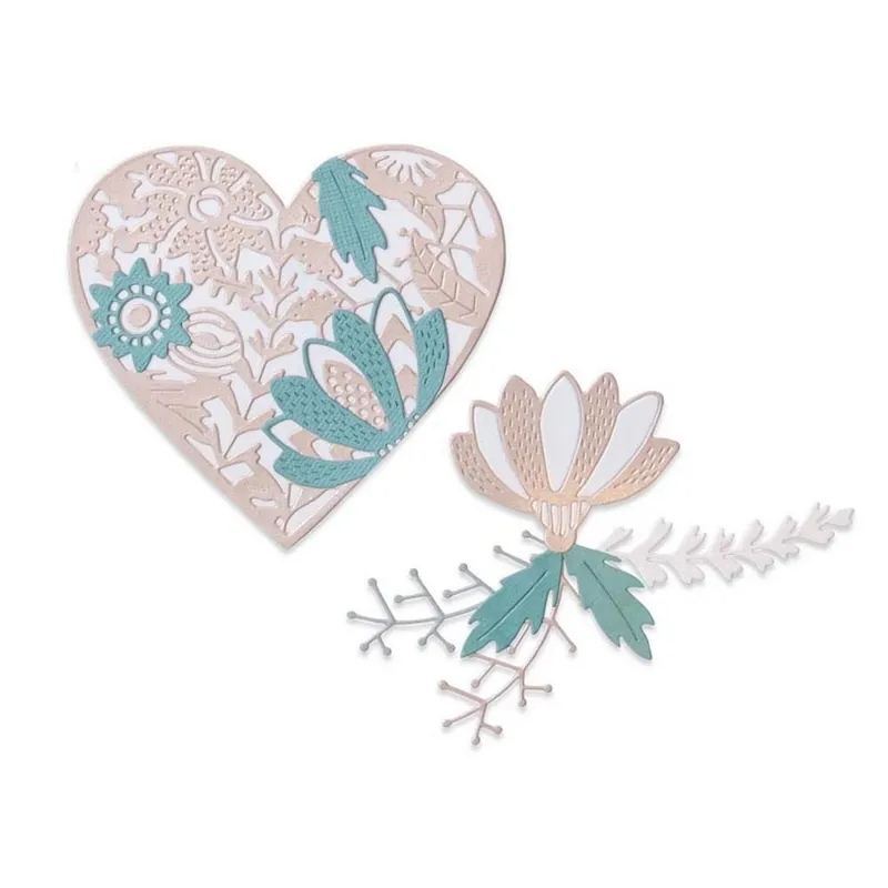 Fustella Sizzix Thinlits "Cuore floreale" - 664492 - Prezzo d'offerta