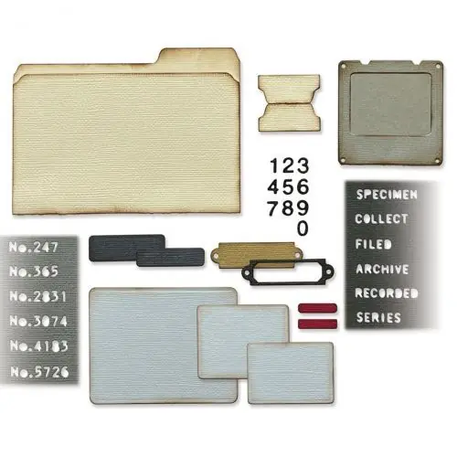 Offerta limitata | Fustella Sizzix Thinlits "Campione, indizi e documenti" - 665930