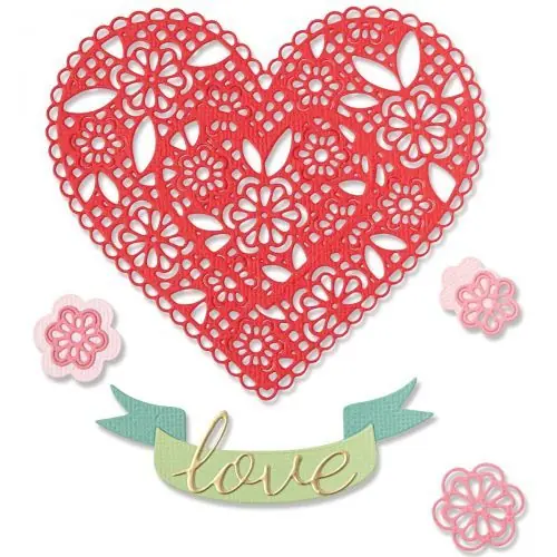 Fustella Sizzix Thinlits "Cuore ricamato" - 666017 - Super offerta