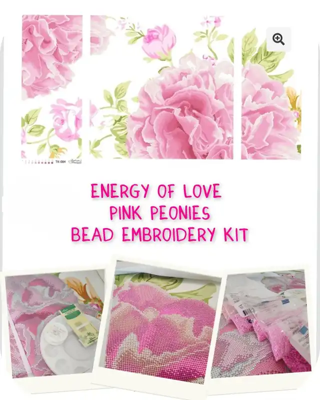 Ultime unità - “Energia d’amore. Peonie rosa”. Schema ricamo a perline